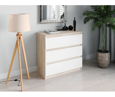 Комод со скрытыми ручками на три ящика Moreli (Морели) Т-214 Дуб Сонома/Белый Комод со скрытыми ручками на три ящика Moreli (Морели) Т-214 Дуб Сонома/Белый