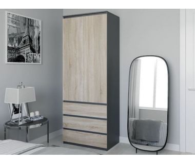 Шафа розстібна для одягу з трубою T-211 від Moreli (Морелі) Антрацит/Дуб Сонома