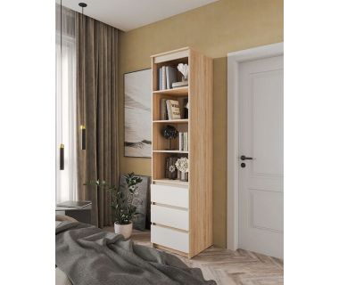 Шафа-пенал для одягу з ящиками та полицями T-219 від Moreli (Морелі) Дуб Сонома/Білий