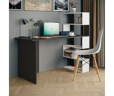 Стіл комп'ютерний, стіл письмовий з полицями ST-0015 від Moreli (Морелі) Антрацит/Білий