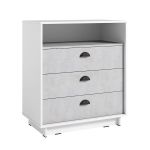 Комод для дому з 3 ящиками та полицею K-0001 від Moreli (Морелі) Білий/Бетон Стайл