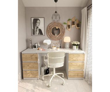 Стол компьютерный с двумя тумбами, стол письменный T-228 Белый/Аппалачи