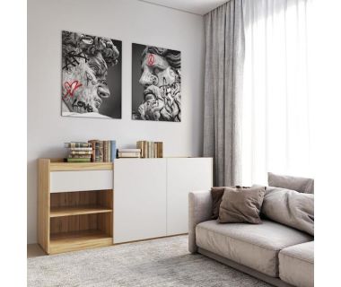 Комод без ручок з двома дверцятами, ящиком та полицями RS-3 Moreli (Морелі) Аппалачі/Білий