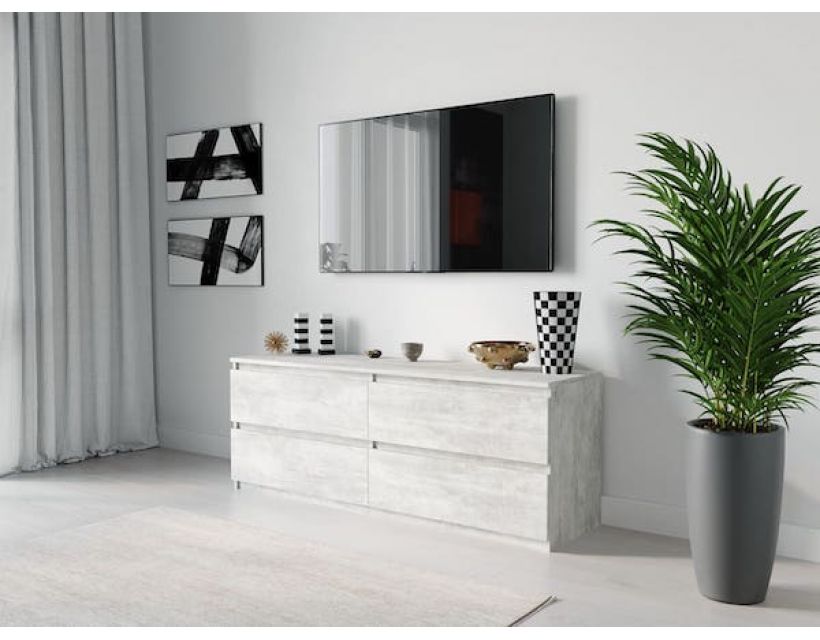 Тумба під телевізор ТВ/ТВ 4 ящики Moreli (Морелі) Т-223 Бетон