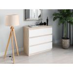 Комод со скрытыми ручками на три ящика Moreli (Морели) Т-214 Дуб Сонома/Белый