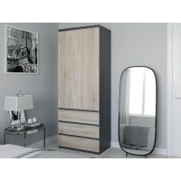 Шкаф распашной для одежды с трубой T-211 от Moreli (Морели) Антрацит/Дуб Сонома