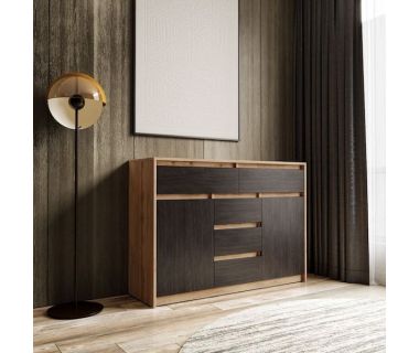 Комод для дома без ручек с 2 дверцами и 5 ящиками T-227 от Moreli (Морели) Аппалачи/Венге темный