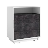 Комод для будинку з 3 ящиками та полицею K-0001 від Moreli (Морелі) Білий/Бетон Темний