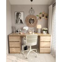 Стол компьютерный с двумя тумбами, стол письменный T-228 Аппалачи/Дуб Сонома