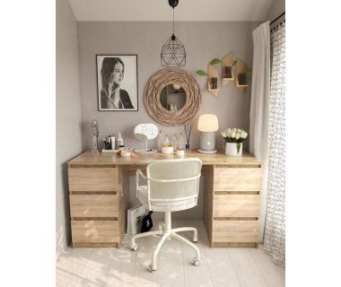 Стіл комп'ютерний з двома тумбами, письмовий стіл T-228 Аппалачі/Дуб Сонома