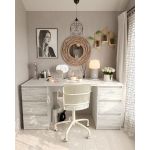 Стол компьютерный с двумя тумбами, стол письменный T-228 Белый/Бетон