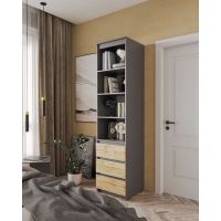 Шафа-пенал для одягу з ящиками та полицями T-219 від Moreli (Морелі) Антрацит/Аппалачі