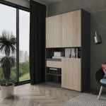 Шкаф распашной для книг и документов RS-1 от Moreli (Морели) Антрацит/Дуб Сонома