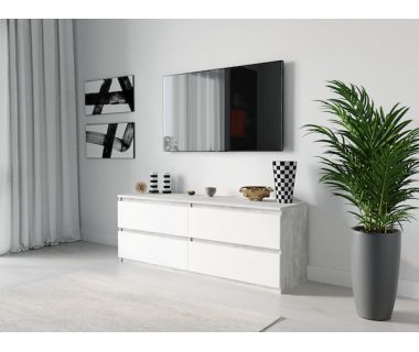 Тумба під телевізор ТВ/ТВ 4 ящики Moreli (Морелі) Т-223 Бетон/Білий