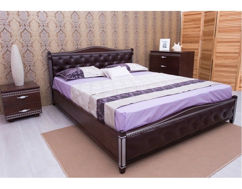 Кровать Олимп Прованс патина и фрезеровка мягкая спинка ромбы