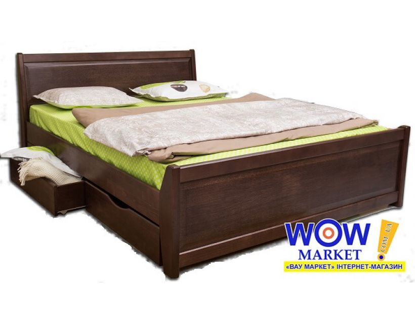 Кровать двуспальная 160х200(190)см Олимп Сити с филенкой и ящиками