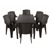 Набор садовой мебели Progarden стол JOKER и 6 кресел EDEN коричневый