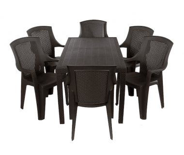 Набір садових меблів Progarden стіл JOKER та 6 крісел EDEN коричневий