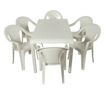 Набір садових меблів Progarden стіл JOKER та 6 крісел KORA білий