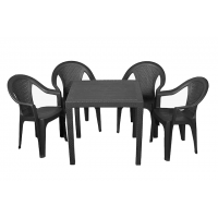 Набор садовой мебели Progarden стол KING и 4 кресла ISCHIA антрацит Набор садовой мебели Progarden стол KING и 4 кресла ISCHIA антрацит