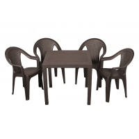 Набор садовой мебели Progarden стол KING и 4 кресла ISCHIA коричневый
