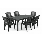 Набір садових меблів Progarden стіл SUMATRA та 6 крісел TALIA антрацит