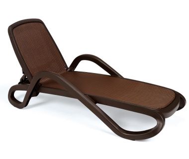 Лежак шезлонг пляжний Alfa коричневий, текстиль коричневий