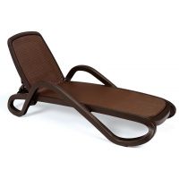 Лежак шезлонг пляжний Alfa коричневий, текстиль коричневий
