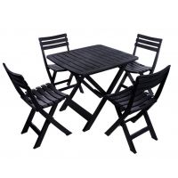 Набір садових меблів Progarden стіл TEVERE та 4 стільці BIRKI антрацит