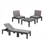 Набор-трансформер DUETTO антрацит с подушками (лежак/2 кресла и столик)