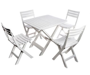 Набір садових меблів Progarden стіл TEVERE і 4 стільці BIRKI білий