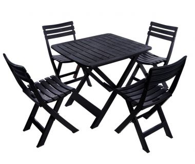 Набір садових меблів Progarden стіл TEVERE та 4 стільці BIRKI антрацит