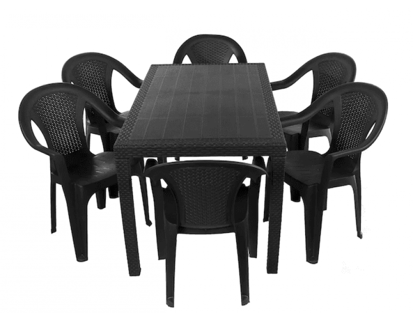 Набор садовой мебели Progarden стол JOKER и 6 кресел KORA антрацит в интернет-магазине "Мебли Даром"