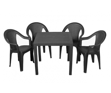 Набір садових меблів Progarden стіл KING та 4 крісла ISCHIA антрацит