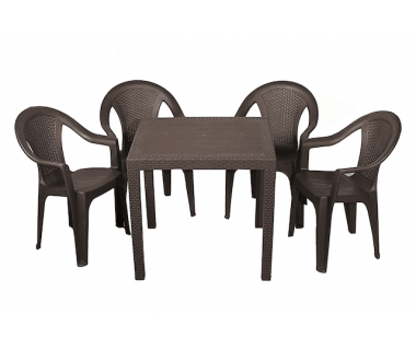 Набір садових меблів Progarden стіл KING та 4 крісла ISCHIA коричневий