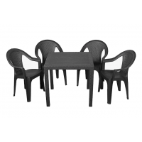 Набір садових меблів Progarden стіл KING та 4 крісла KORA антрацит
