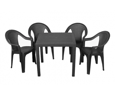 Набір садових меблів Progarden стіл KING та 4 крісла KORA антрацит