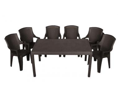 Набір садових меблів Progarden стіл PRINCE та 6 крісел EDEN антрацит антрацит