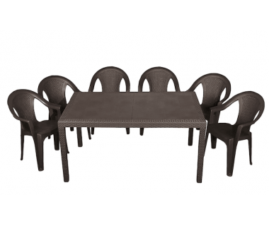 Набір садових меблів Progarden стіл PRINCE та 6 крісел ISCHIA антрацит