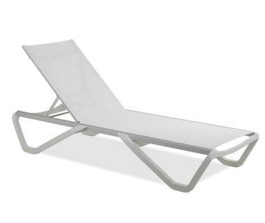 Шезлонг пляжний Wave білий 01, сітка біла 5001