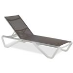 Шезлонг пляжний Wave (Вейв) білий 01, сітка сіро-коричнева 50070