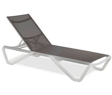 Шезлонг пляжний Wave (Вейв) білий 01, сітка сіро-коричнева 50070