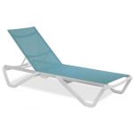 Шезлонг пляжний Wave білий 01, сітка бірюза 5347