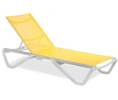 Шезлонг пляжний Wave (Вейв) білий 01, сітка жовта 5017