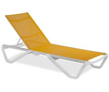 Шезлонг пляжний Wave (Вейв) білий 01, сітка помаранчева 5329