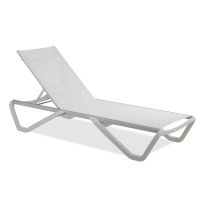 Шезлонг пляжный Wave белый 01, сетка белая 5001