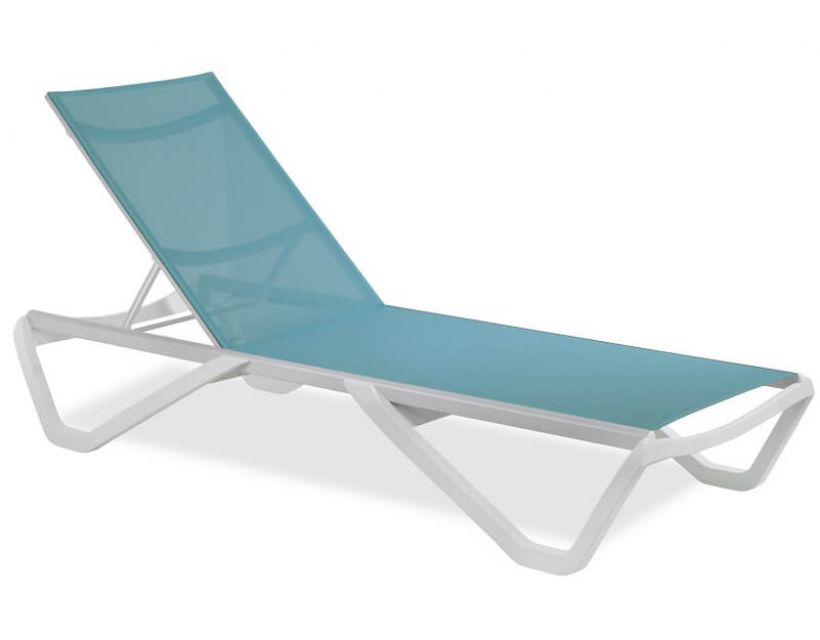 Шезлонг пляжний Wave білий 01, сітка бірюза 5347 в інтернет магазині "Меблі Даром"