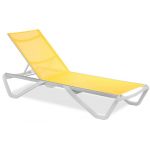 Шезлонг пляжний Wave (Вейв) білий 01, сітка жовта 5017