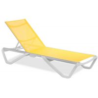 Шезлонг пляжний Wave (Вейв) білий 01, сітка жовта 5017