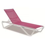 Шезлонг пляжний Wave (Вейв) білий 01, сітка темно-рожева 5336